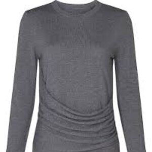 DEREK LAM Drape Front Crew Neck Sweater in Gray Size Medium